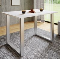 Esstisch "Xona" 140x50 U-Fußgestell Weiß/Silber