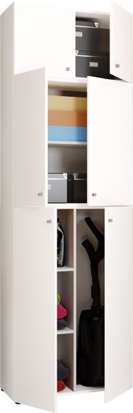 Putzschrank "Lona XXL" Drehtüren | Mit Aufsatz Weiß