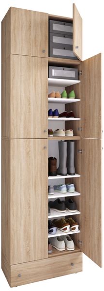 Schuhschrank "Lona XXL" 9-Fach Drehtüren | Mit Aufsatz & Schublade Sonoma-Eiche