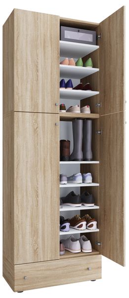 Schuhschrank "Lona XXL" 9-Fach Drehtüren | Mit Schublade Sonoma-Eiche