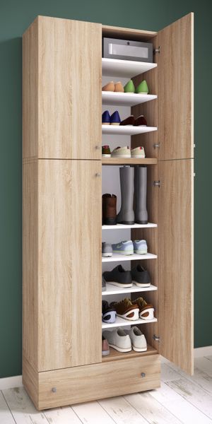 Schuhschrank "Lona XXL" 9-Fach Drehtüren | Mit Schublade Sonoma-Eiche