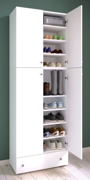 Schuhschrank "Lona XXL" 9-Fach Drehtüren | Mit Schublade Weiß