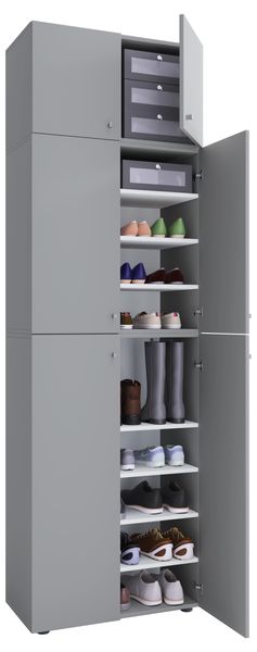 Schuhschrank "Lona XXL" 9-Fach Drehtüren | Mit Aufsatz Grau