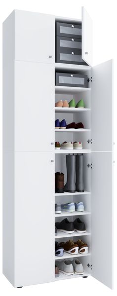 Schuhschrank "Lona XXL" 9-Fach Drehtüren | Mit Aufsatz Weiß