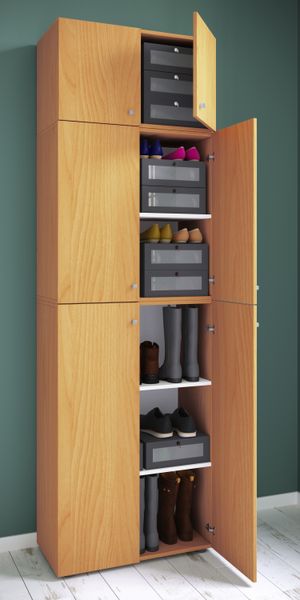 Schuhschrank "Lona XXL" Drehtüren | Mit Aufsatz Buche