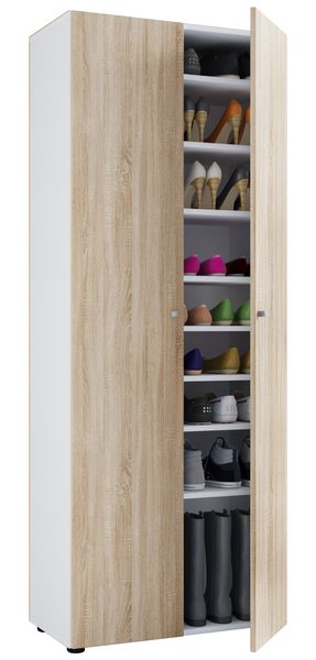 Schuhschrank "Vandol l" mit Türen 9 Fächer Weiß/Sonoma-Eiche