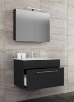 3-tlg. Waschplatz "Badinos 1 Schubfach" 80 cm | Mit Spiegelschrank Schwarz