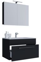 3-tlg. Waschplatz "Badinos 1 Schubfach" 60 cm | Mit Spiegelschrank Schwarz
