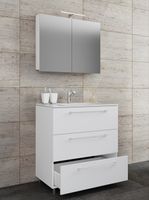 3-tlg. Stand-Waschplatz "Badinos 3 Schubfächer" 60 cm | Mit Spiegelschrank Weiß