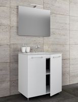 3-tlg. Stand-Waschplatz "Badinos 2 Türen" 80cm | Mit Spiegel Weiß