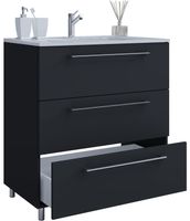 2-tlg. Stand-Badblock "Badinos 3 Schubfächer" 60cm Schwarz