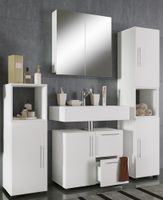 4-tlg. Badset "Flandu" mit Spiegelschrank Weiß