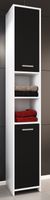 Hochschrank mit 2 offene Regalfächer Zalo L Weiß/Schwarz