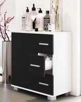 Midischrank mit 3 Schubladen Zalo XL Weiß/Schwarz
