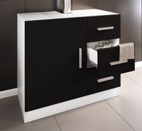 Waschbeckenunterschrank Zalo XL mit 3 Schubladen Weiß/Schwarz