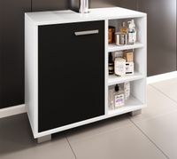 Waschbeckenunterschrank mit 3 offene Fächer Zalo L Weiß/Schwarz