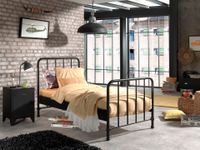 BRONXX Metallbett im coolen Look Schwarz matt, Liegefläche 90 x 200 cm