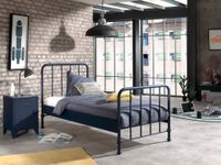 BRONXX Metallbett im coolen Look Blau Denim matt, Liegefläche 90 x 200 cm