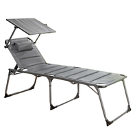 XXL-Komfort-Sonnenliege inkl. Kissen gepolstert aus Aluminium, ca. 203 x 67,5 x 48 cm - Anthrazit