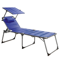 XXL-Komfort-Sonnenliege inkl. Kissen gepolstert aus Aluminium, ca. 203 x 67,5 x 48 cm - Blau
