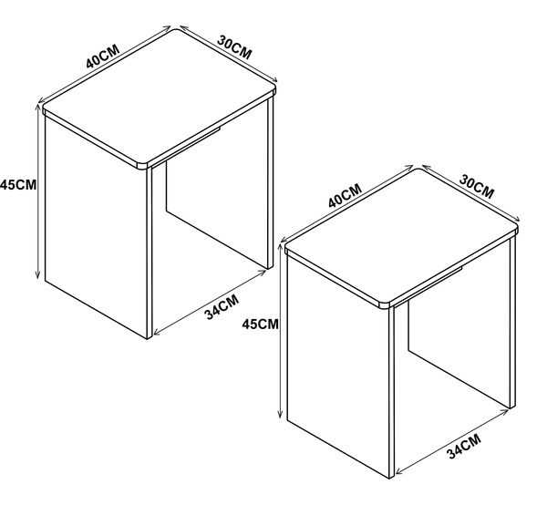 2er Set Hocker "Esal" Anthrazit/Honig-Eiche
