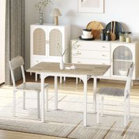 3 TLG Esszimmergruppe 2 Stühle und 1 Tisch klappbare Tischplatte Stahl MDF Natur+Weiß 110x70x75cm