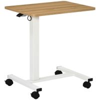 Höhenverstellbar Steh-Sitz Schreibtisch Laptoptisch Stehpult Beistelltisch mit Rollen C-förmig Platzsparend für Arbeitszimmer Sofa Bett Natur+Weiß Belastbar bis 70 kg 65 x 48 x 70-110 cm