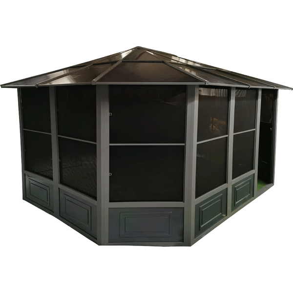 Aluminium Wintergarten Pavillon - ca. 411 x 411 x 280 cm, Anthrazit