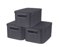 3-er Set STYLE Box S mit Deckel anthrazit