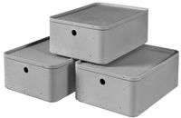 3-er Set BETON Box M mit Deckel hellgrau