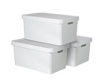 3-er Set INFINITY Box mit Deckel 45L weiß
