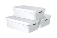 3-er Set INFINITY Box mit Deckel 30L weiß