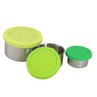Lunchbox Brotbox Vorratsdose Edelstahl Behälter mit Silikondeckel 200ml + 100ml + 50ml