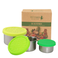 Lunchbox Brotbox Vorratsdose Edelstahl Behälter mit Silikondeckel 200ml + 100ml + 50ml