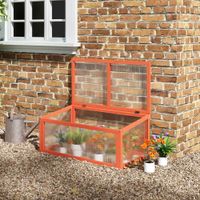 Frühbeet Gewächshaus mit Abdeckung aus Holz + Polycarbonat wetterfest Orange 90x46x40cm