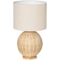 Tischlampe Tischleuchte Rattan-Lampenschirm Nachttischlampe Wohnzimmerlampe mit Holzsockel Rattan-Fuß 40W Naturholz 34 x 34 x 55 cm