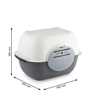 Rotho MyPet Bella Katzenklo mit Deckel und Klappe, weiss/anthrazit,  (56.0 x 39.5 x 22.5 cm)