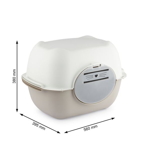 Rotho MyPet Bella Katzenklo mit Deckel und Klappe weiss/cappuccino (recycelt)