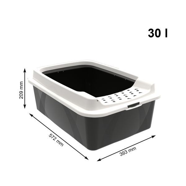 Rotho MyPet Eco Bonnie Katzenklo mit Top-Eingang, schwarz/weiss (recycelt)