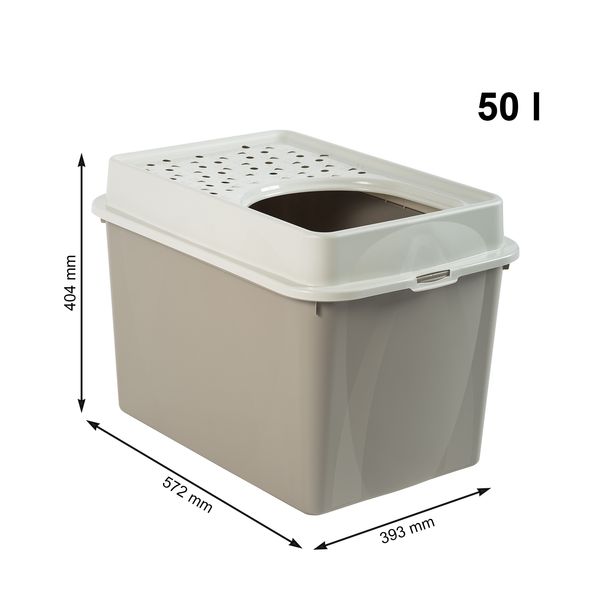Rotho MyPet Eco Berty Katzenklo mit Top-Eingang, beige/weiss (recycelt)