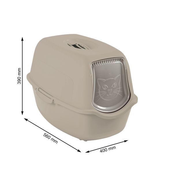 Rotho MyPet Eco Bailey Katzentoilette mit Deckel und Aktivkohlefilter, cappucino (recycelt)