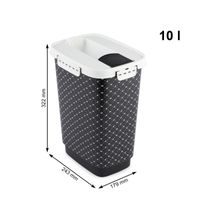 Rotho MyPet Cody Tierfutterbehälter 10l mit Deckel und Klappe, schwarz/weiss