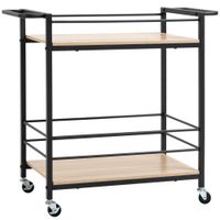 Küchenwagen Servierwagen Aufbewahrungswagen Beistellwagen mit 2 Ebenen und Griff Rollenwagen für Küche Esszimmer Wohnzimmer Belastbarkeit 60 kg Spanplatte 82 x 40 x 75 cm