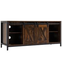 TV-Lowboard Fernsehtisch TV Schrank mit Schrank Regal Fernsehschrank im Industrial Design zu 60 Zoll TV Schrank mit Schrank Regal TV-Kommode Spanholz Stahl Braun+Schwarz 120 x 40 x 54 cm