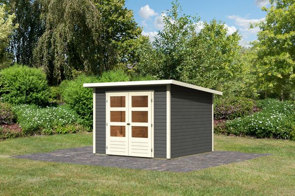Gartenhaus "Stez III" SET terragrau mit Dachfolie