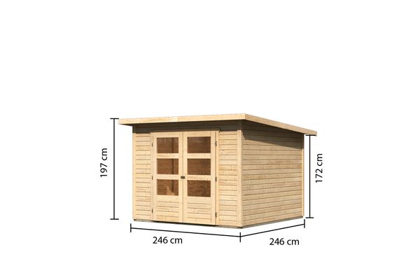 Gartenhaus "Stez III" SET naturbelassen mit Dachfolie