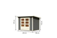 Gartenhaus "Stez II" SET terragrau mit Dachfolie