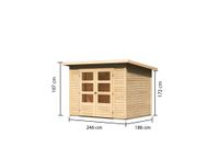 Gartenhaus "Stez II" SET naturbelassen mit Dachfolie