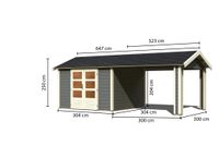 Gartenhaus "Gartenhaus Verino Z" SET terragrau mit Dachausbau, Schindeln, Boden, Dachrinne