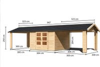 Gartenhaus "Gartenhaus Verino Z" SET naturbelassen mit 2x Dachausbau, Schindeln, Boden, Dachrinne